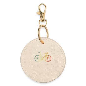 Rennrad Rad Retro bunt Geschenk - Runder Schlüsselanhänger - Auster - Vorne