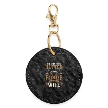 Blacksmith Forging Gift - Round Keyring - black - Front