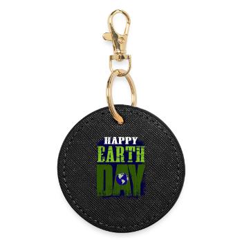 HAPPY EARTH DAY Motivationsdesign - Runder Schlüsselanhänger - Schwarz - Vorne