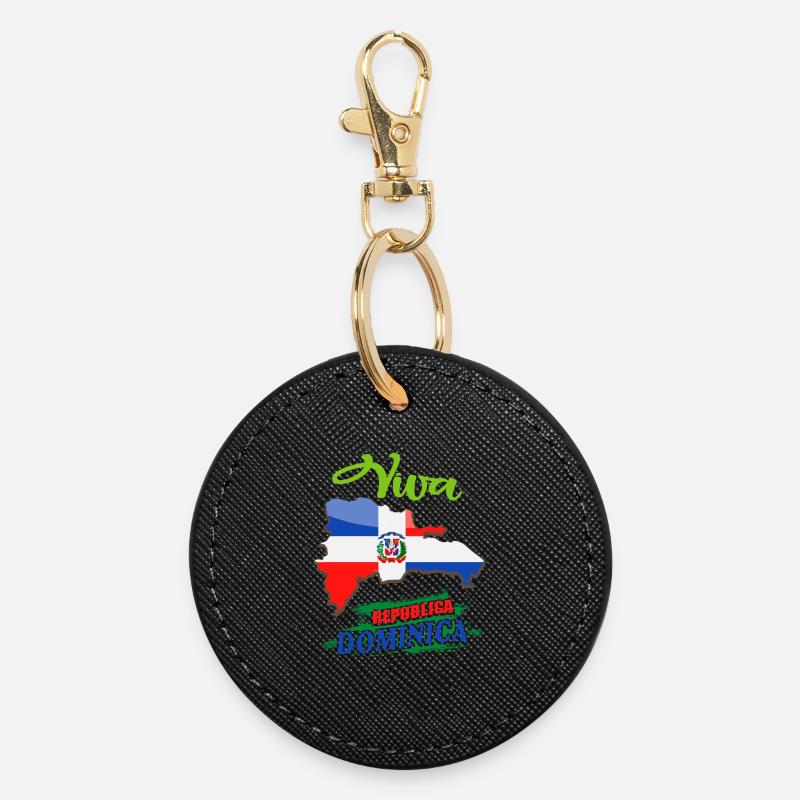 Conception du drapeau de la République dominicaine - Porte-clés rond - noir