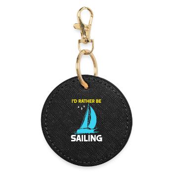 I'd rather be Sailing - Runder Schlüsselanhänger - Schwarz - Vorne