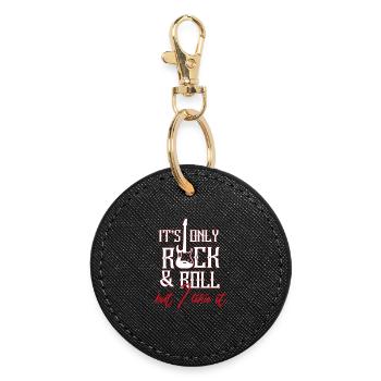 Rock n Roll - Runder Schlüsselanhänger - Schwarz - Vorne