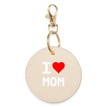I Love Mom – Herz für Mama - Runder Schlüsselanhänger - Auster - Vorne