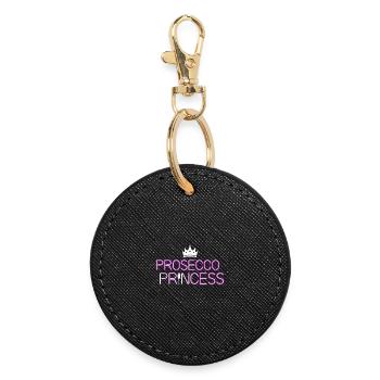 Prosecco princess - Round Keyring - black - Front