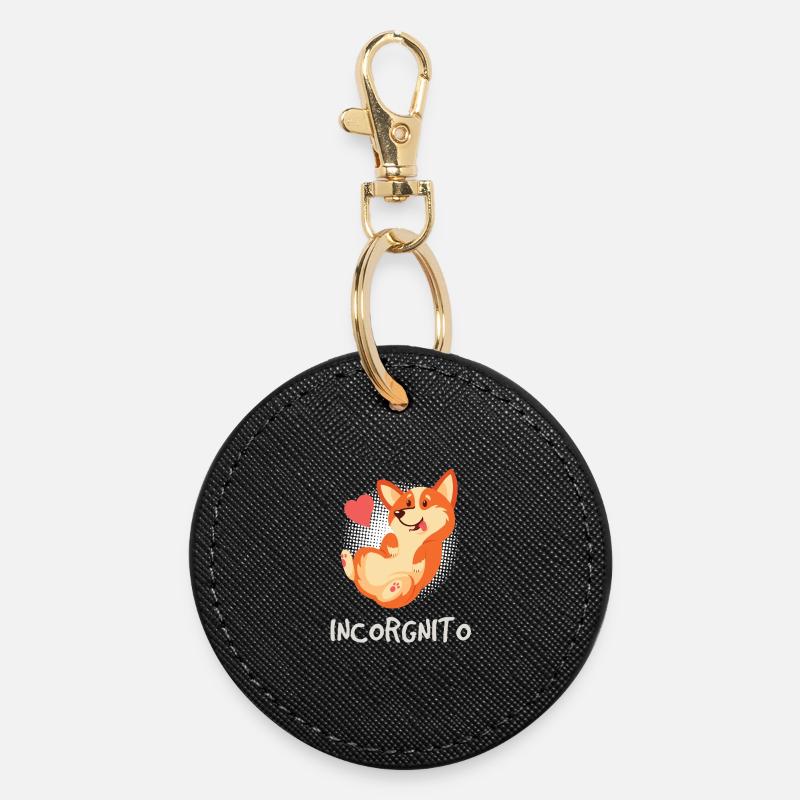 Corgi Chien de garde Chien - Porte-clés rond - noir