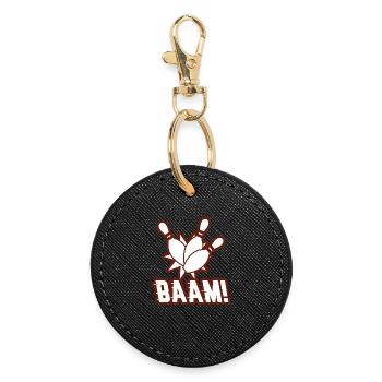 Bowling strike - Round Keyring - black - Front