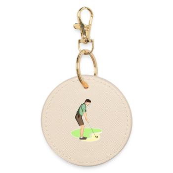 Golf | Golfing | Golfer | golf - Round Keyring - oyster - Front