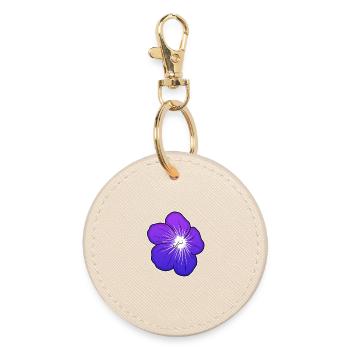 Illustration de fleur violette avec centre lumineux - Porte-clés rond - huître - Devant