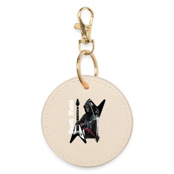 Music heavy metal black metal deaht metal skull - Round Keyring - oyster - Front