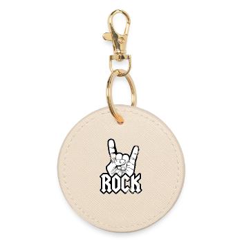 Rock music french fork rock festival concert band - Round Keyring - oyster - Front