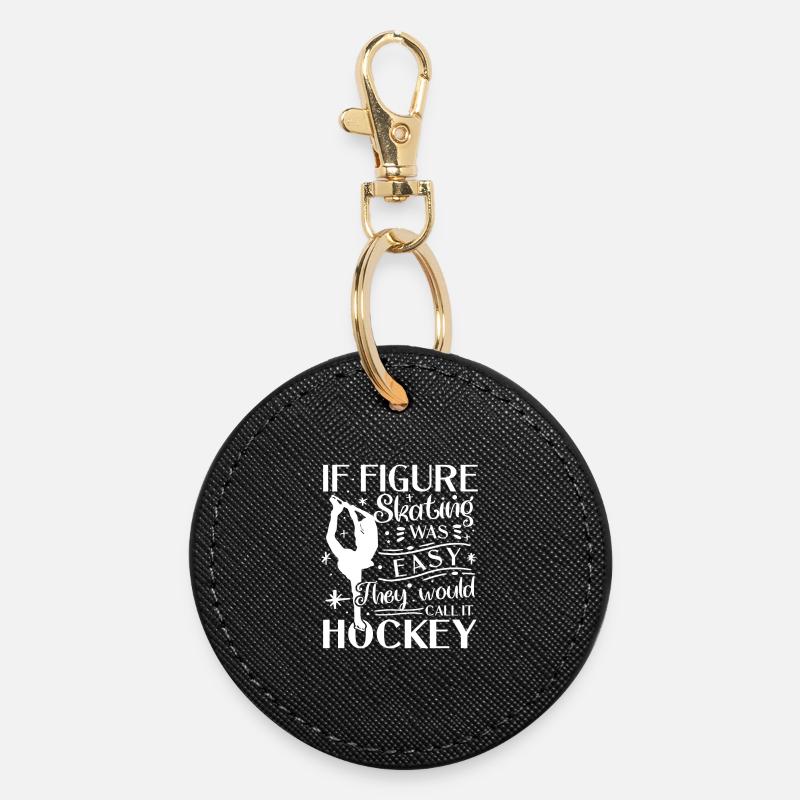 Hockey sur glace Dicton de motivation Design - Porte-clés rond - noir
