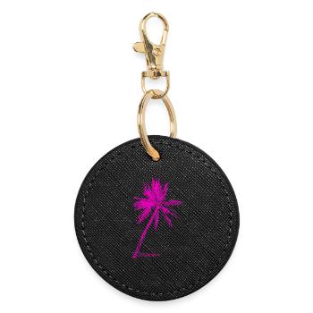 Palme Pink Strand Outfit Beachwear Surfen Palmen - Runder Schlüsselanhänger - Schwarz - Vorne