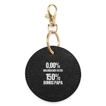Papa Bonus Papa Vater Stiefvater Vatertag Geschenk - Runder Schlüsselanhänger - Schwarz - Vorne