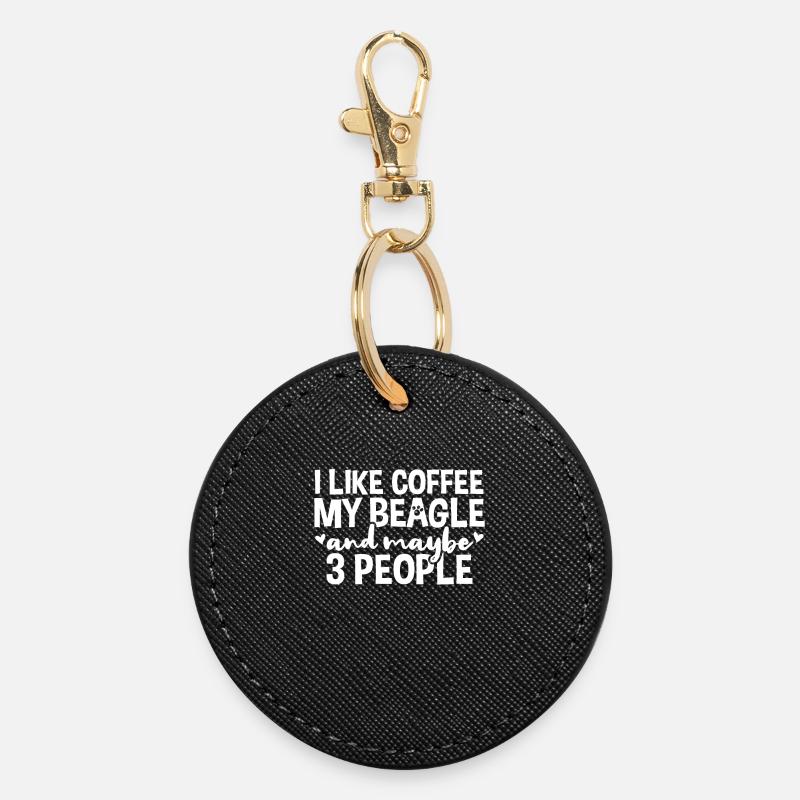 Beagle Coffee Drinkers - Round Keyring - black