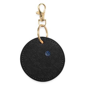 Anonymous alcoholic symbol logo AA NA anti alcohol - Round Keyring - black - Front