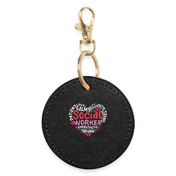 Travailleur social - Porte-clés rond - noir - Devant