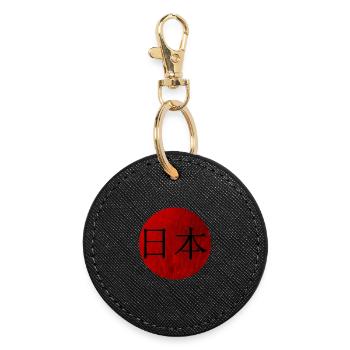 Japanese Red Circle Design - Round Keyring - black - Front