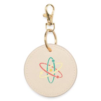 Cooles Atom im vintage style für Nerds & Studenten - Runder Schlüsselanhänger - Auster - Vorne