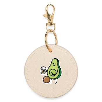 Funny avocado beer belly funny beer drinker gift - Round Keyring - oyster - Front