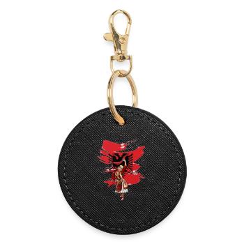 Drapeau albanais « Nuse albanaise » - Porte-clés rond - noir - Devant