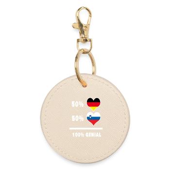 Deutschland und Slowenien Genial / Geschenk - Runder Schlüsselanhänger - Auster - Vorne