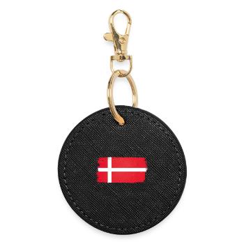 Danish flag in brushstroke - Round Keyring - black - Front