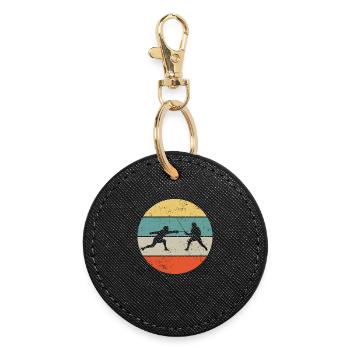 Fencing Fencer Retro - Round Keyring - black - Front