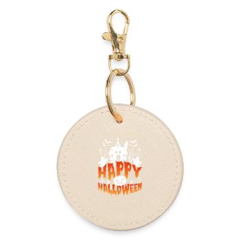 Happy Halloween Gruselhaus Szene - Runder Schlüsselanhänger - Auster - Vorne