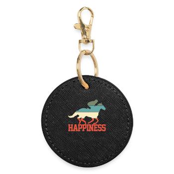 Horse Riding Rider - Round Keyring - black - Front