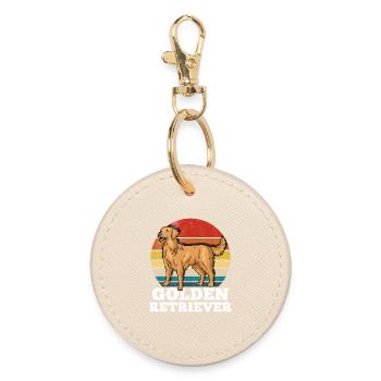 Golden Retriever - Runder Schlüsselanhänger - Auster - Vorne