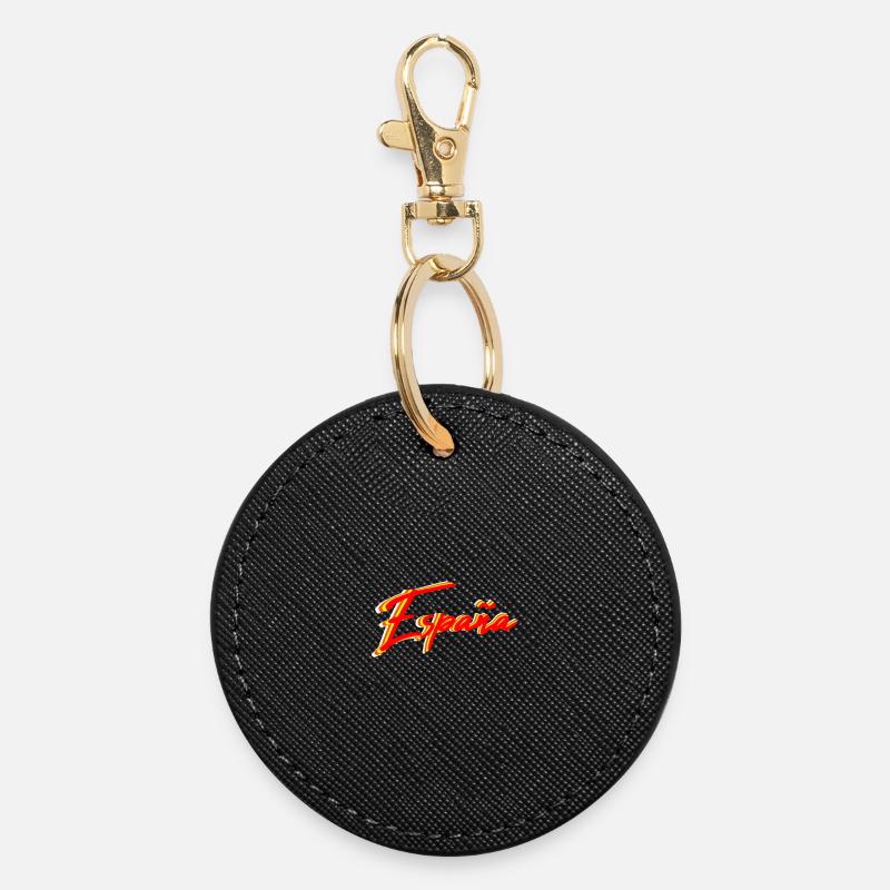 Spain - Round Keyring - black