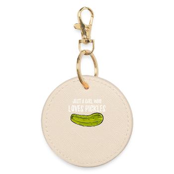 Pickle lover pickles - Round Keyring - oyster - Front