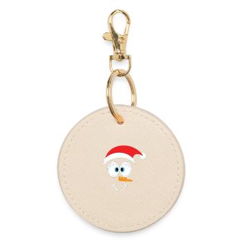 Fröhlicher Schneemann mit Weihnachtsmütze - Runder Schlüsselanhänger - Auster - Vorne