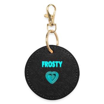 FROSTY HEART - in love - Round Keyring - black - Front