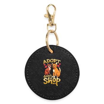Adopt Dog Adoption Cat Adoption - Round Keyring - black - Front