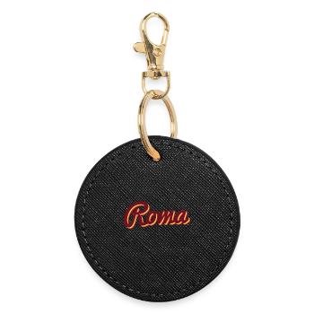Roma Italy typography - Round Keyring - black - Front