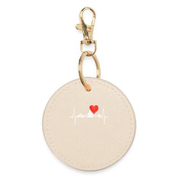 Dresden Skyline Heartbeat Dresden Heart Love Fan - Round Keyring - oyster - Front