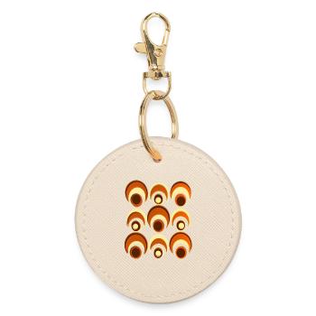 60s 70s Retro Pattern Circle Style Pattern - Round Keyring - oyster - Front