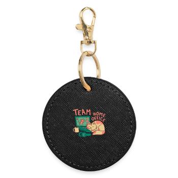 Team HomeOffice Cat Work Job Office - Round Keyring - black - Front