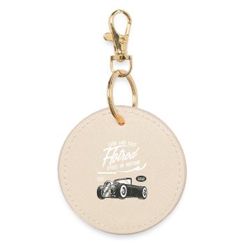 Hot Rod Hotrod Vehicle Vintage Retro - Round Keyring - oyster - Front