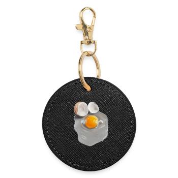 Egg Picture in Gray Abstract - Round Keyring - black - Front