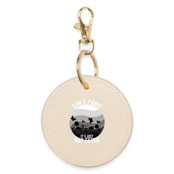 "Don't Panic It's Just Hay Fever" Hay Fever - Round Keyring - oyster - Front