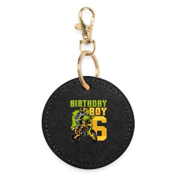 6ème anniversaire Motocross Dirt Bike - Porte-clés rond - noir - Devant