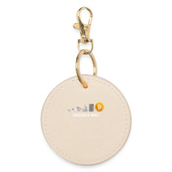 Evolution Of Money Geld Bitcoin Plan B Crypto - Round Keyring - oyster - Front