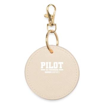 Student Pilot Flight School - Round Keyring - oyster - Front