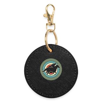 Horse Equestrian Equestrian Retro - Round Keyring - black - Front