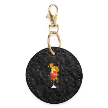 Aperolspritz Cocktail - Runder Schlüsselanhänger - Schwarz - Vorne