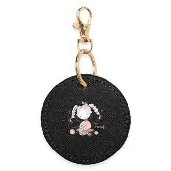 Knitting knitter "I like knitting" - Round Keyring - black - Front
