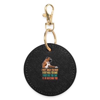 Boxer Dog Every Snack You Make Ill Be Watching - Round Keyring - black - Front