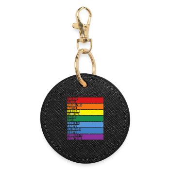 Science Is Real Black Lives Matter LGBTQ CSD Pride - Round Keyring - black - Front